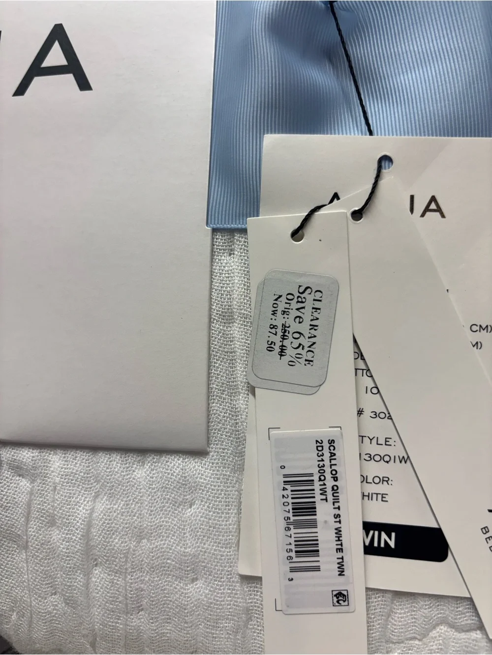 Aqua White Quilted Quilt Set